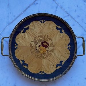 VINTAGE Handmade Italian serving bar drink Tray with Handles
